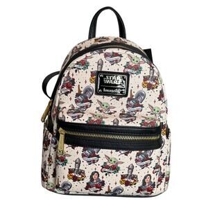Loungefly Star Wars Mandalorian Tattoo Print Mini Backpack Grotto Exclusive NWT